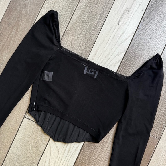 Princess Polly Beverly Long Sleeve Top Black Eco | Size: 2 | Like New - Picture 5 of 8